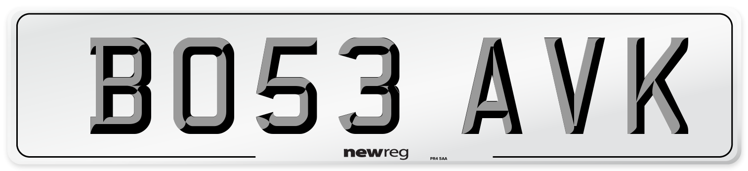 BO53 AVK Number Plate from New Reg